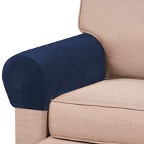 Capas de apoio de braço PrinceDeco Thick Velvet Stretch, pacote com 2 unidades, azul marinho