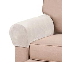 Capas de apoio de braço PrinceDeco Thick Velvet Stretch, pacote com 2 unidades, marfim Capas de apoio de braço PrinceDeco Thick Velvet Stretch, pacote com 2 unidades, marfim