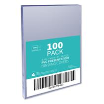 Capas de apresentação encadernadas Binditek, pacote com 100 unidades, PVC transparente Capas de apresentação encadernadas Binditek, pacote com 100 unidades, PVC transparente