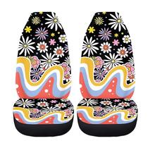 Capas de assento de carro Drydeepin Hippie Flower Black 2 peças Capas de assento de carro Drydeepin Hippie Flower Black 2 peças