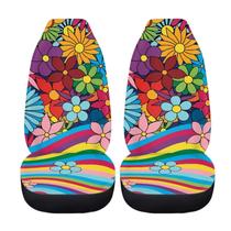 Capas de assento de carro Drydeepin Rainbow Wavy Swirl Hippie Groovy