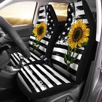Capas de assento de carro Gearider Sunflower, pacote com 2, preto e branco