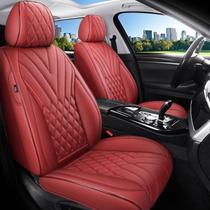 Capas de assento de carro MINGBRON Front Set em material sintético vermelho vinho Capas de assento de carro MINGBRON Front Set em material sintético vermelho vinho