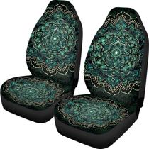 Capas de assento de carro TOADDMOS Green Boho Mandala Embalagem Completa Capas de assento de carro TOADDMOS Green Boho Mandala Embalagem Completa