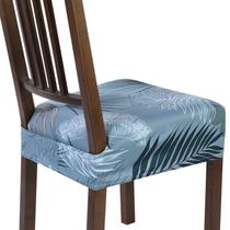 Capas de assento para cadeiras de jantar SearchI Stretch, conjunto de 6 folhas azuis Capas de assento para cadeiras de jantar SearchI Stretch, conjunto de 6 folhas azuis