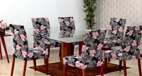 Capas De Cadeira 06 Lugares Floral Rosa