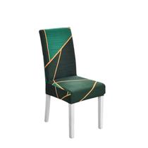 Capas de cadeira com design geométrico elástico verde e dourado