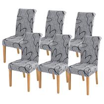Capas de cadeira: conjunto de 6 cadeiras de jantar FORCHEER, florais cinzentas
