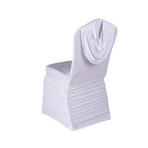 Capas de cadeira de casamento em poliéster branco com cortina plissada