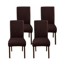 Capas De Cadeira De Jantar Em Jacquard Elástico De Cor Sólida, Universais, 2 Ou 4 Peças, Para