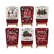 Capas De Cadeira De Natal Em Poliéster Xadrez Vermelho E Preto, Conjunto De 6, Designs Clássicos De Capas De Cadeira De Natal Em Poliéster Xadrez Vermelho E Preto, Conjunto De 6, Designs Clássicos De