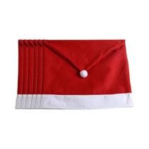 Capas De Cadeira De Natal Vermelhas Em Tecido Não Tecido Com Design De Chapéu De Papai Noel Para