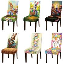 Capas de cadeira Easter Bunny com impressão digital, conjunto de 6