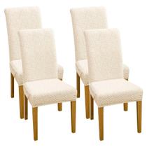 Capas de cadeira FORCHEER Beige Jacquard Stretch, pacote com 4