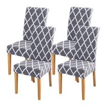 Capas de cadeira FORCHEER, conjunto de 4 capas de cadeira, cinza, branco, elástico