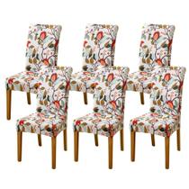 Capas de cadeira FORCHEER, conjunto de 6 estampadas, elásticas e laváveis