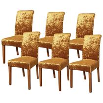 Capas de cadeira FORCHEER, conjunto de 6 veludo, dourado e elástico
