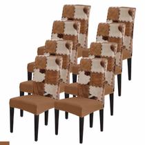 Capas de cadeira Savannan Cow Print Vintage Brown, conjunto de 8