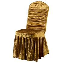 Capas de cadeira, veludo dourado, plissado, conjunto de 1 para jantar