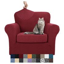 Capas de cadeira YEMYHOM Checkered Living Room Wine Red 1 almofada