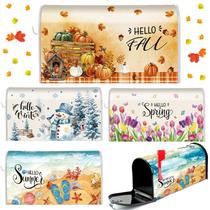 Capas de caixa de correio Dispowreath 46x53cm magnéticas, 4 unidades sazonais