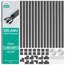 Capas de fio Cord Hider Delamu para cabos na parede, pretas de 6 mm