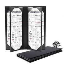 Capas de menu de couro WFD.L para menus de 11 x 28 cm com 6 visualizações Capas de menu de couro WFD.L para menus de 11 x 28 cm com 6 visualizações