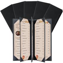Capas de menu em material sintético FLKQC de 4,25 x 11 polegadas pretas (pacote com 5) Capas de menu em material sintético FLKQC de 4,25 x 11 polegadas pretas (pacote com 5)