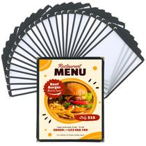 Capas de menu FLKQC, couro de PVC transparente, 8,5 x 11 polegadas, preto