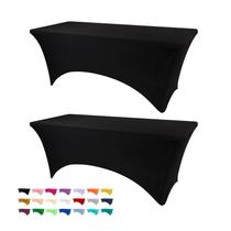Capas de mesa BDDC para mesas de 6 pés, pacote com 2 unidades Black Stretch