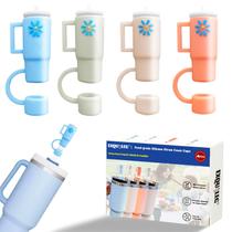 Capas de palha para copos Stanley EXQUILEG Silicone, pacote com 4