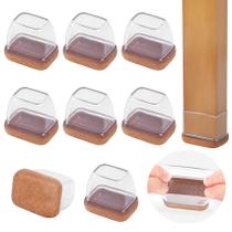 Capas de perna de cadeira de silicone GAGUIUP 8 unidades de almofadas de feltro transparentes de 2,5 x 1,6 cm