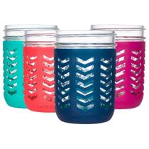Capas de silicone para potes Mason JarJackets 16 oz boca larga, kit com 4