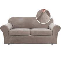 Capas de sofá H.VERSAILTEX Real Velvet Plush, 3 peças, cinza