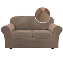 Capas de sofá H.VERSAILTEX Real Velvet Plush de 3 peças Mocha Capas de sofá H.VERSAILTEX Real Velvet Plush de 3 peças Mocha