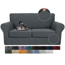 Capas de sofá JIVINER, 3 peças para 2 almofadas, sofá, cinza escuro