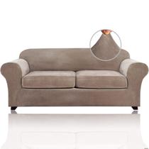 Capas de sofá PrinceDeco Velvet para 2 almofadas Sofá Taupe Capas de sofá PrinceDeco Velvet para 2 almofadas Sofá Taupe