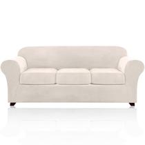Capas de sofá PrinceDeco Velvet para 3 almofadas, sofá, marfim Capas de sofá PrinceDeco Velvet para 3 almofadas, sofá, marfim