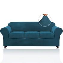 Capas de sofá PrinceDeco Velvet para sofá de 3 almofadas Deep Teal Capas de sofá PrinceDeco Velvet para sofá de 3 almofadas Deep Teal