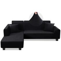 Capas de sofá secionais KinCam L Shape, sofá preto de 3+3 lugares
