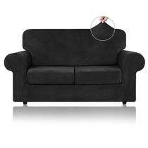 Capas de sofá WEERRW, sofá de veludo para 2 almofadas, sofá preto