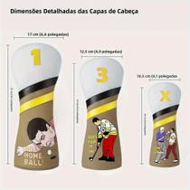 Capas De Taco De Golfe 3 Peças Estilo Esportivo Premium Em PU Para Driver, Fairway Wood E Hybrid,