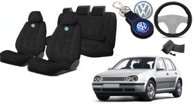 Capas de Tecido Premium para Bancos do Golf 2000-2006 + Volante e Chaveiro VW