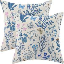 Capas de travesseiro AEIOAE Summer 60x60cm Blue Wild Flower, conjunto de 2
