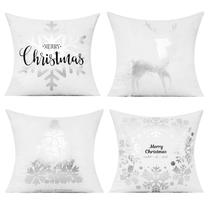Capas de travesseiro All Smiles White Silver Christmas 45x45cm