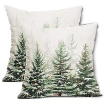 Capas de travesseiro Aport Christmas Watercolor Green Xmas Tree
