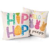 Capas de travesseiro aportt Happy Easter Bunny 45x45cm, algodão, conjunto de 2 Capas de travesseiro aportt Happy Easter Bunny 45x45cm, algodão, conjunto de 2