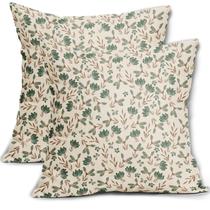 Capas de travesseiro Aytipun Brown Green Floral 60x60cm Conjunto de 2 Capas de travesseiro Aytipun Brown Green Floral 60x60cm Conjunto de 2