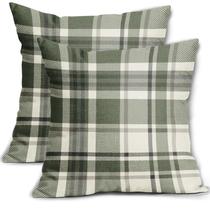 Capas de travesseiro Aytipun Sage Green Plaid 50x50cm, conjunto de 2 Capas de travesseiro Aytipun Sage Green Plaid 50x50cm, conjunto de 2