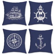 Capas de travesseiro Bonhause Nautical Blue 40cm x 40cm Conjunto de 4
